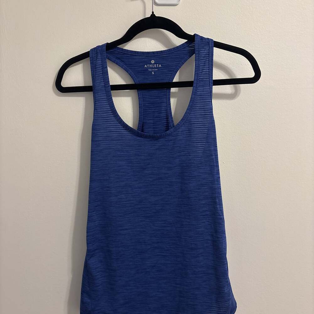 Athleta Shadow Stripe Chi Racerback Tank Top in Blue